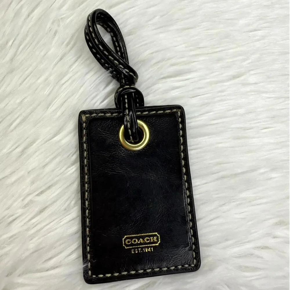 Vintage COACH Black Luggage Tag Bag Charm